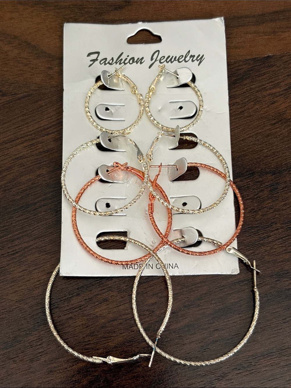 Fashion Jewelry Gold & Rose Gold Textured Hoop Earring Set